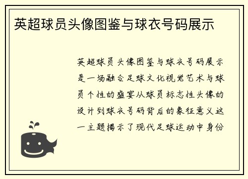 英超球员头像图鉴与球衣号码展示